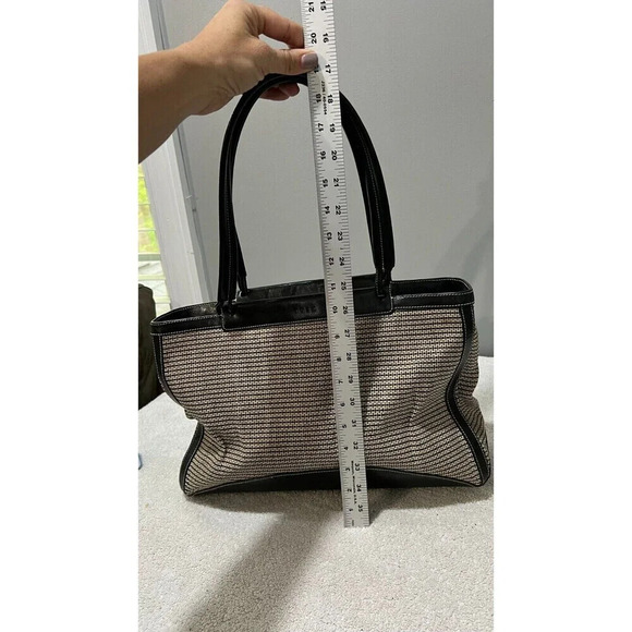 Tusk Womens Beige Black Shoulder Tote Bag Natural Woven Double Handle Large - Picture 14 of 14